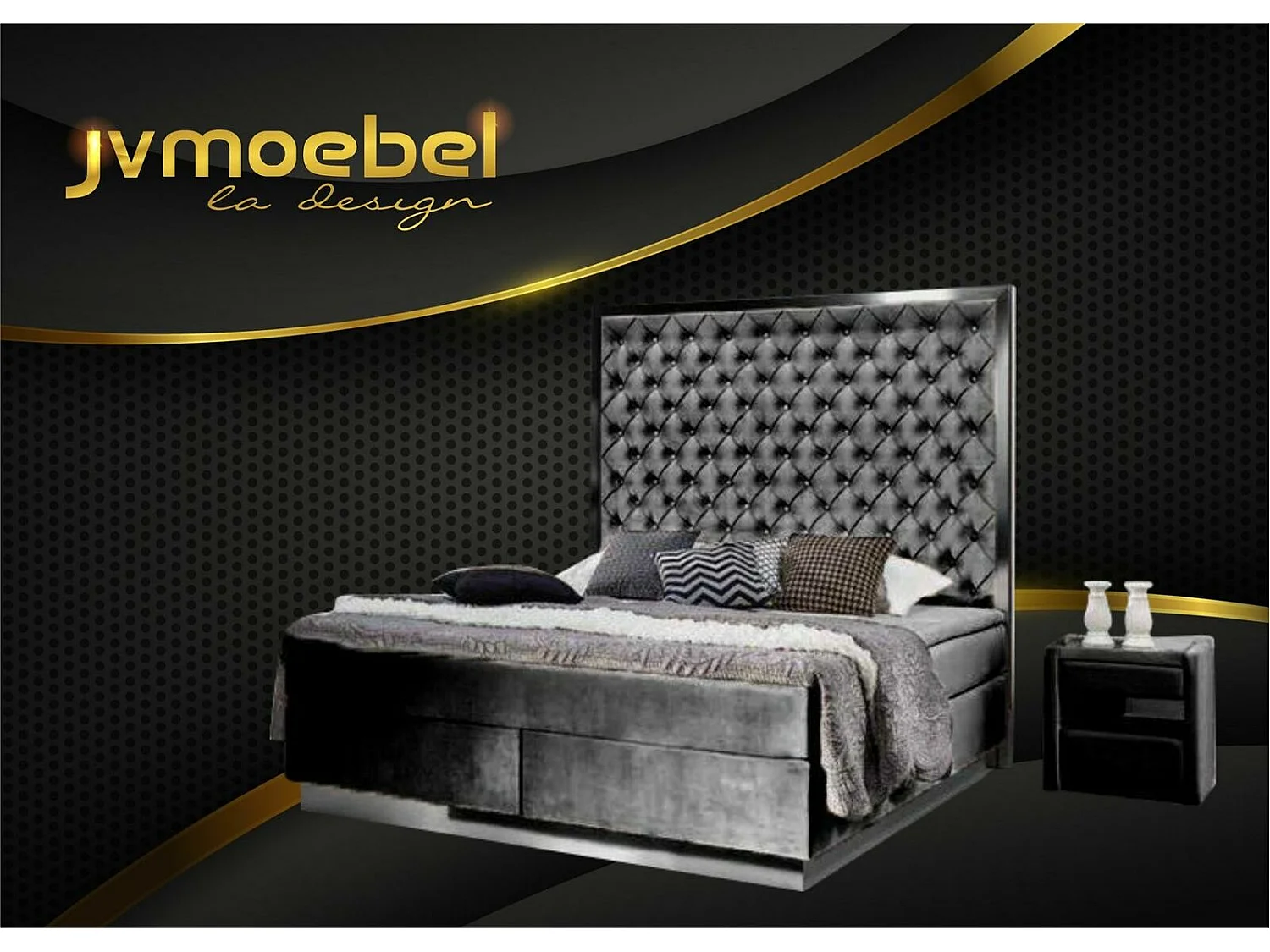 Komplettes Bett Boxspring Betten Luxus Design Schlafzimmer Möbel Edelstahl Neu