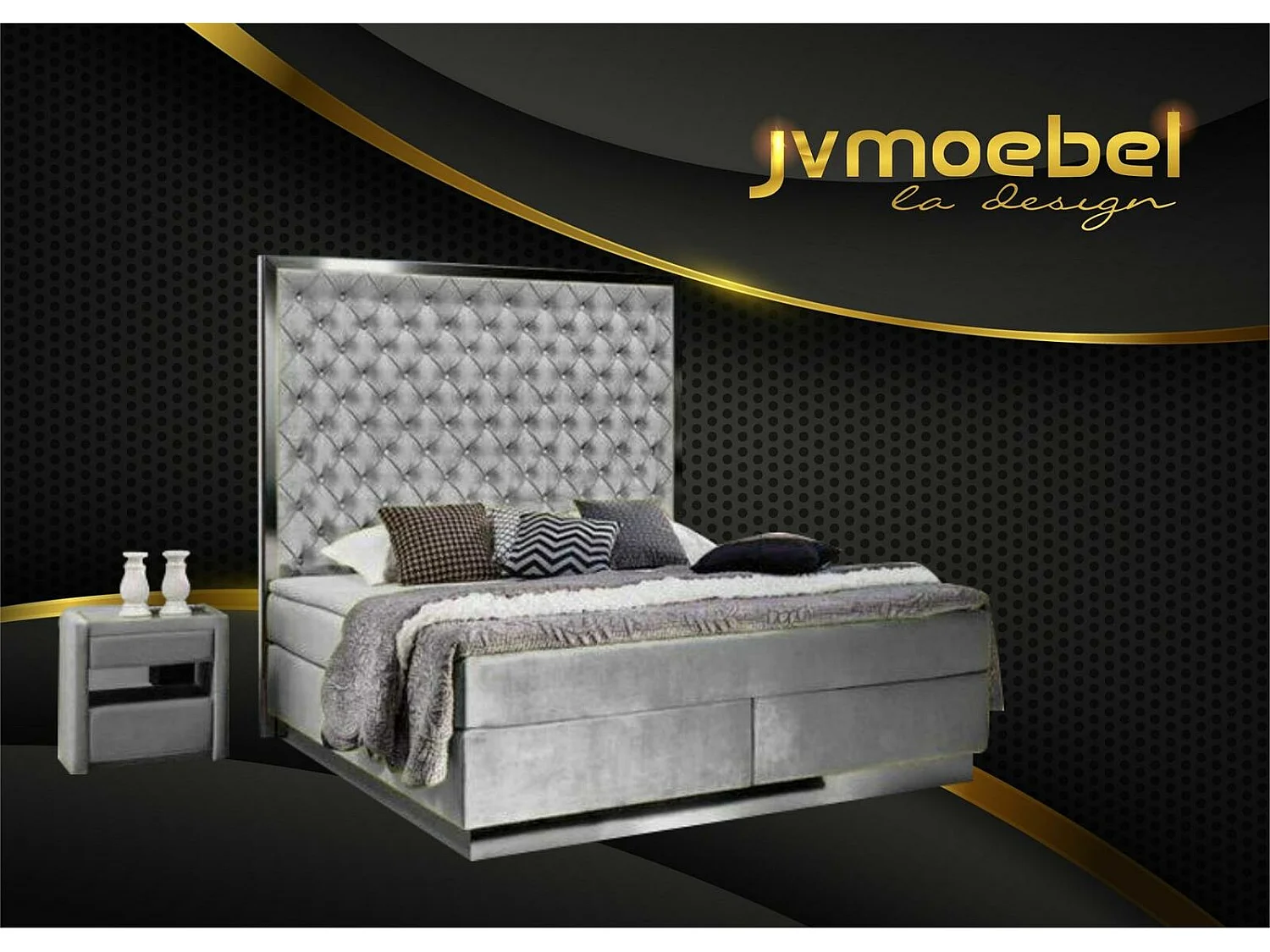 Komplettes Bett Boxspring Betten Luxus Design Schlafzimmer Möbel Edelstahl Neu