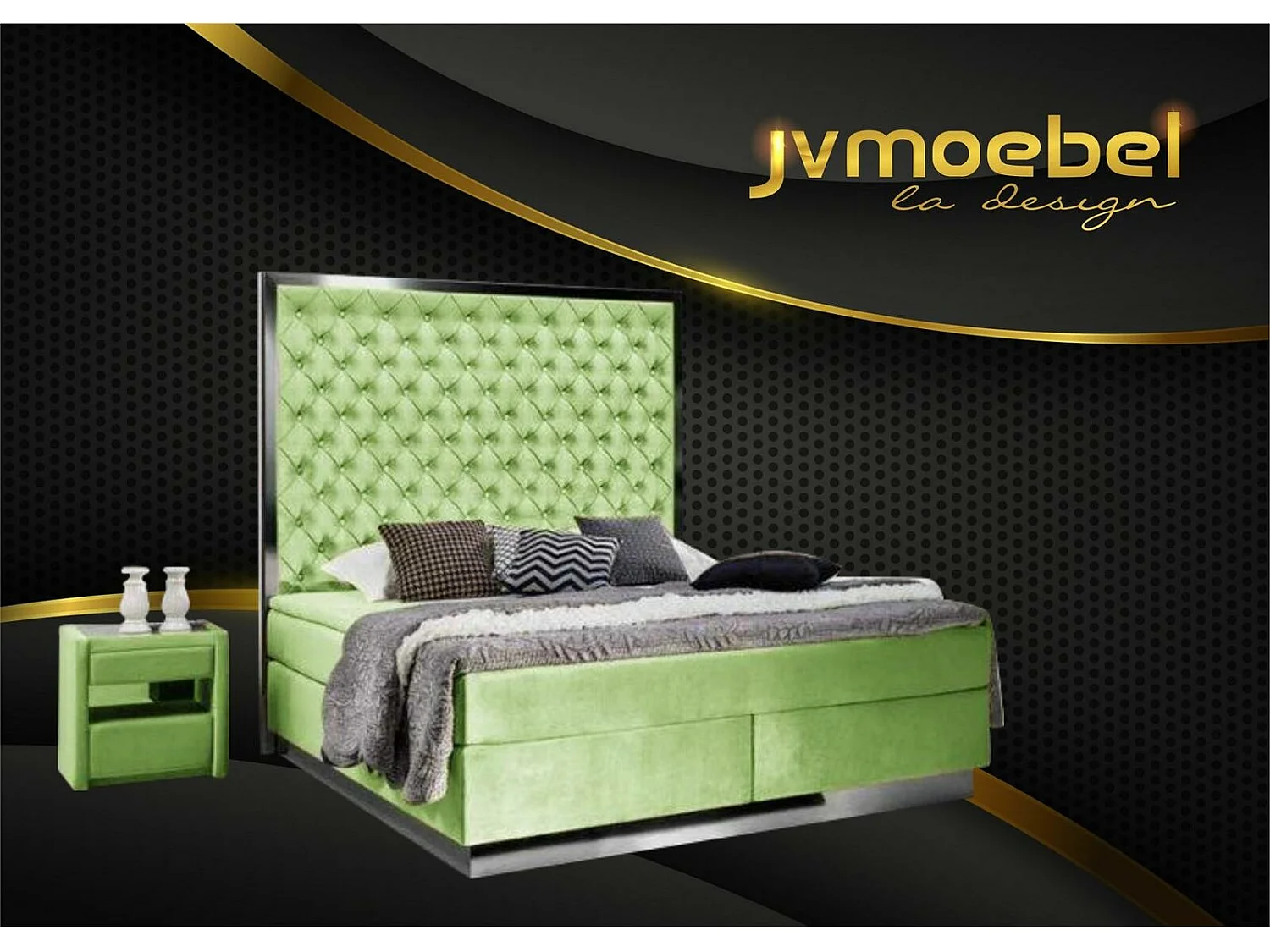 Komplettes Bett Boxspring Betten Luxus Design Schlafzimmer Möbel Edelstahl Neu