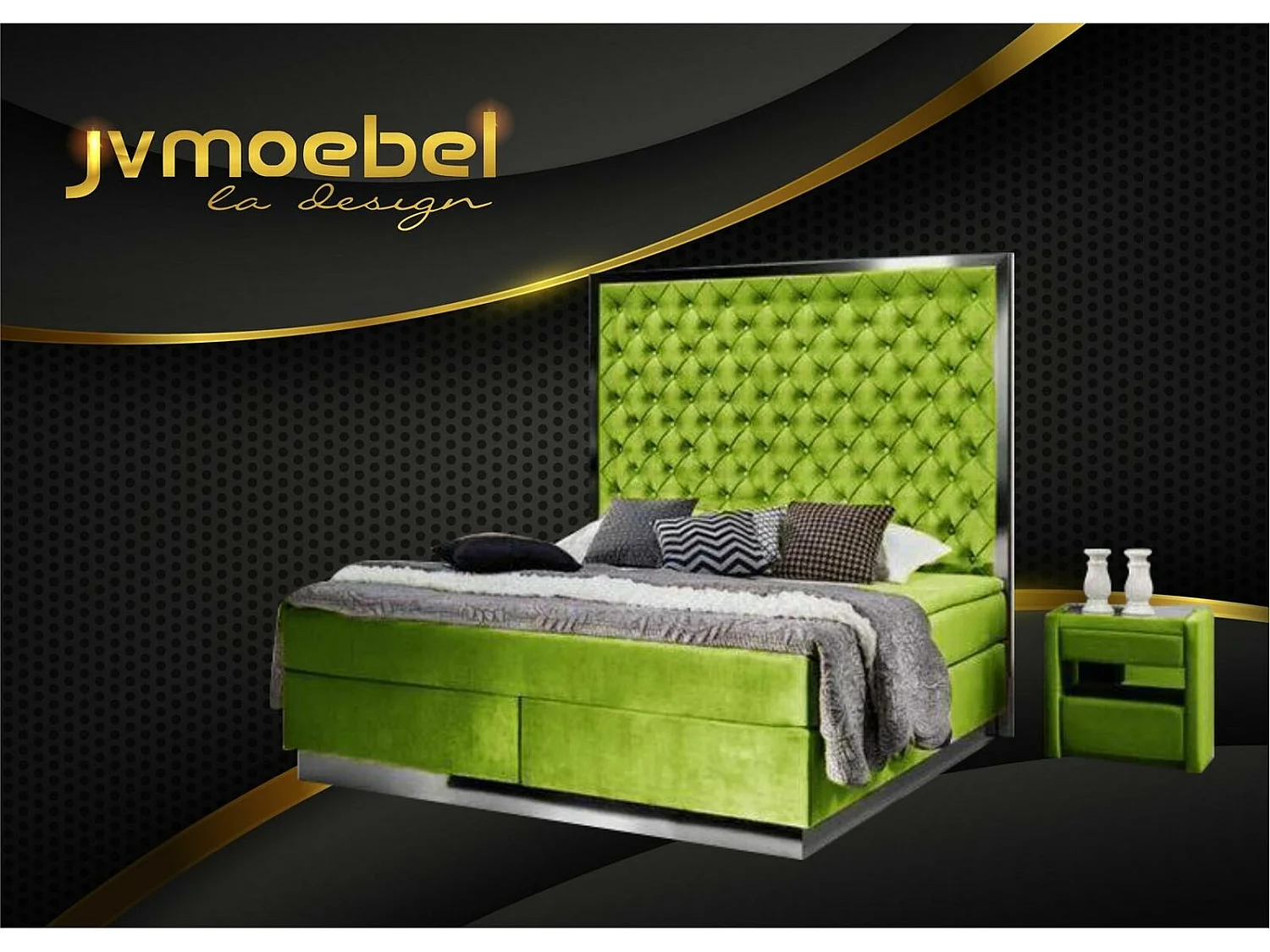 Komplettes Bett Boxspring Betten Luxus Design Schlafzimmer Möbel Edelstahl Neu