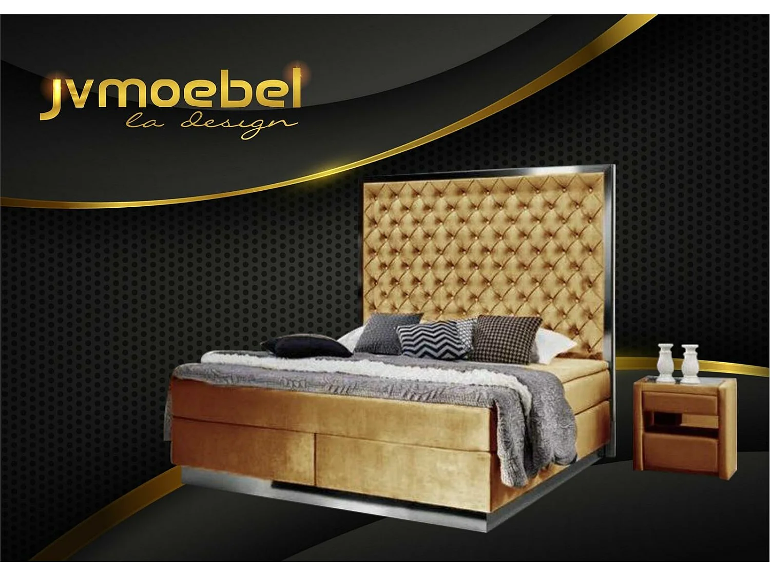 Komplettes Bett Boxspring Betten Luxus Design Schlafzimmer Möbel Edelstahl Neu