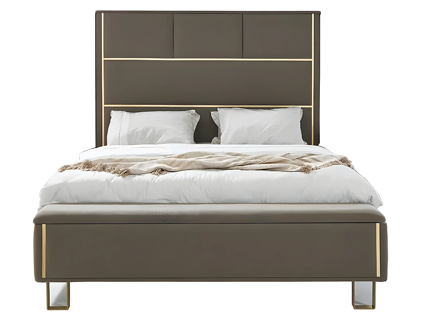 Taupe Polster Betten Doppelbett Holz Schlafzimmer Möbel Hotel Polster 180x200