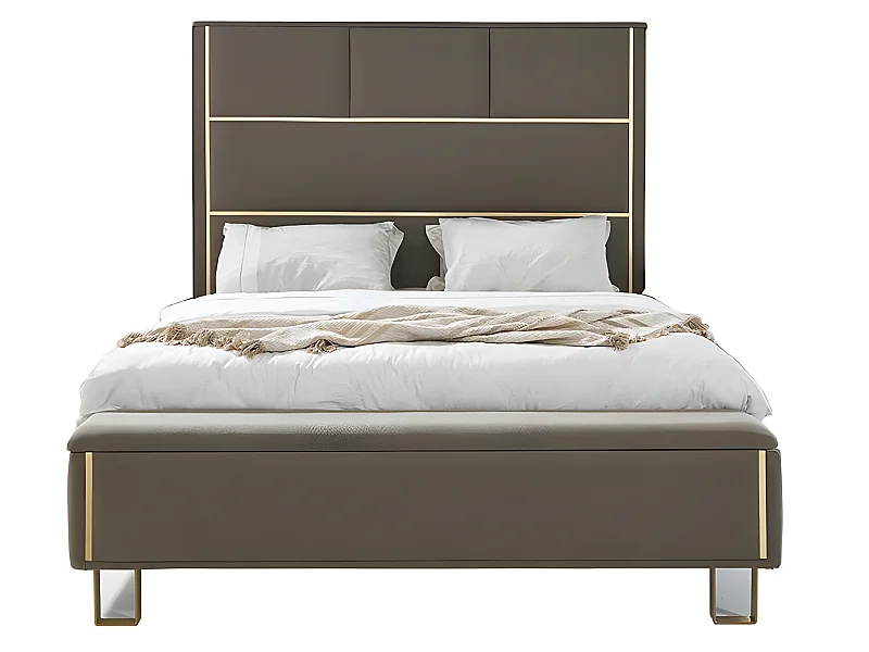 Taupe Polster Betten Doppelbett Holz Schlafzimmer Möbel Hotel Polster 180x200