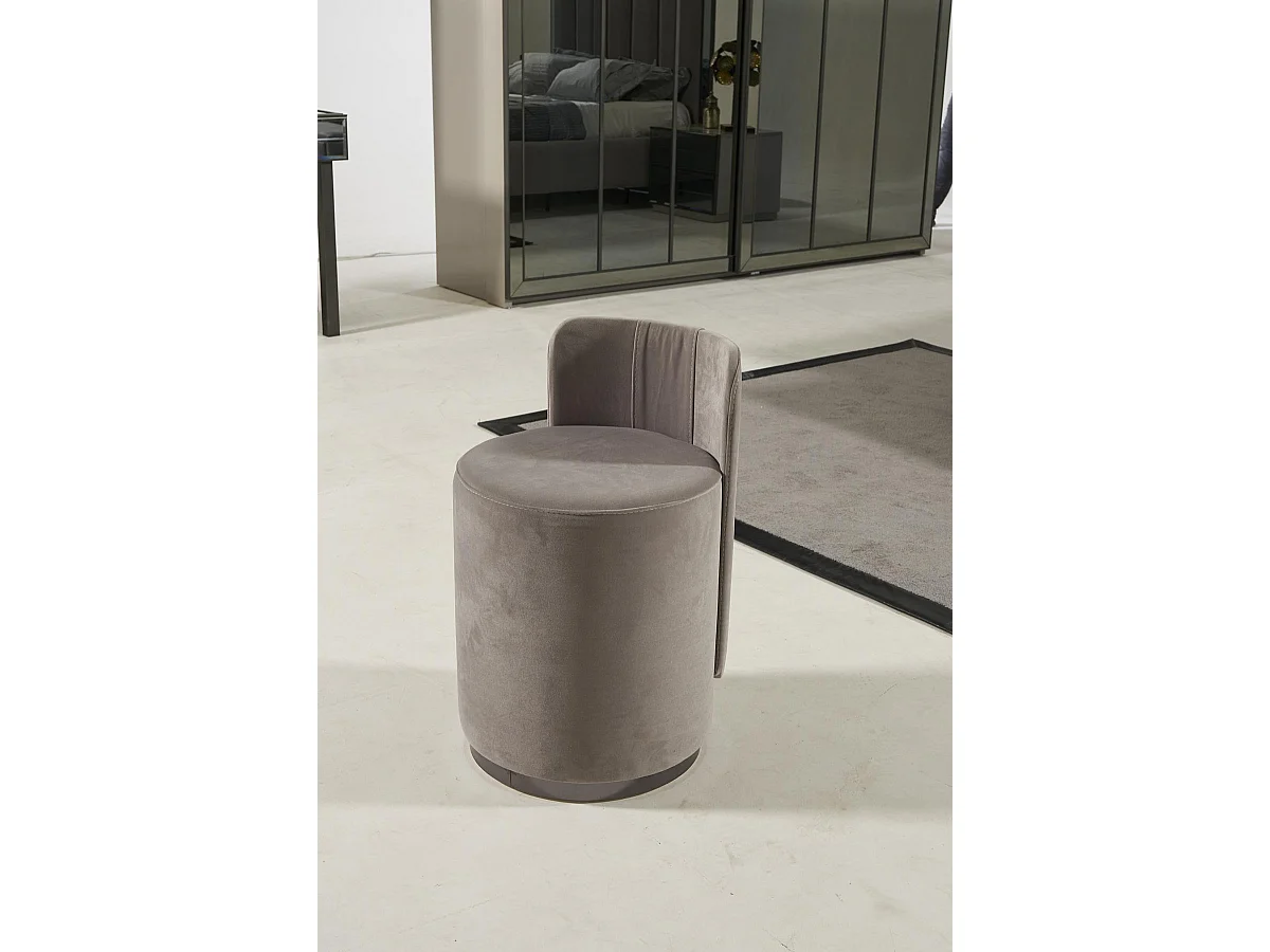 Design Sessel Luxus Ottomane Schminktisch Hocker Runder Polster Stuhl Braun Bank