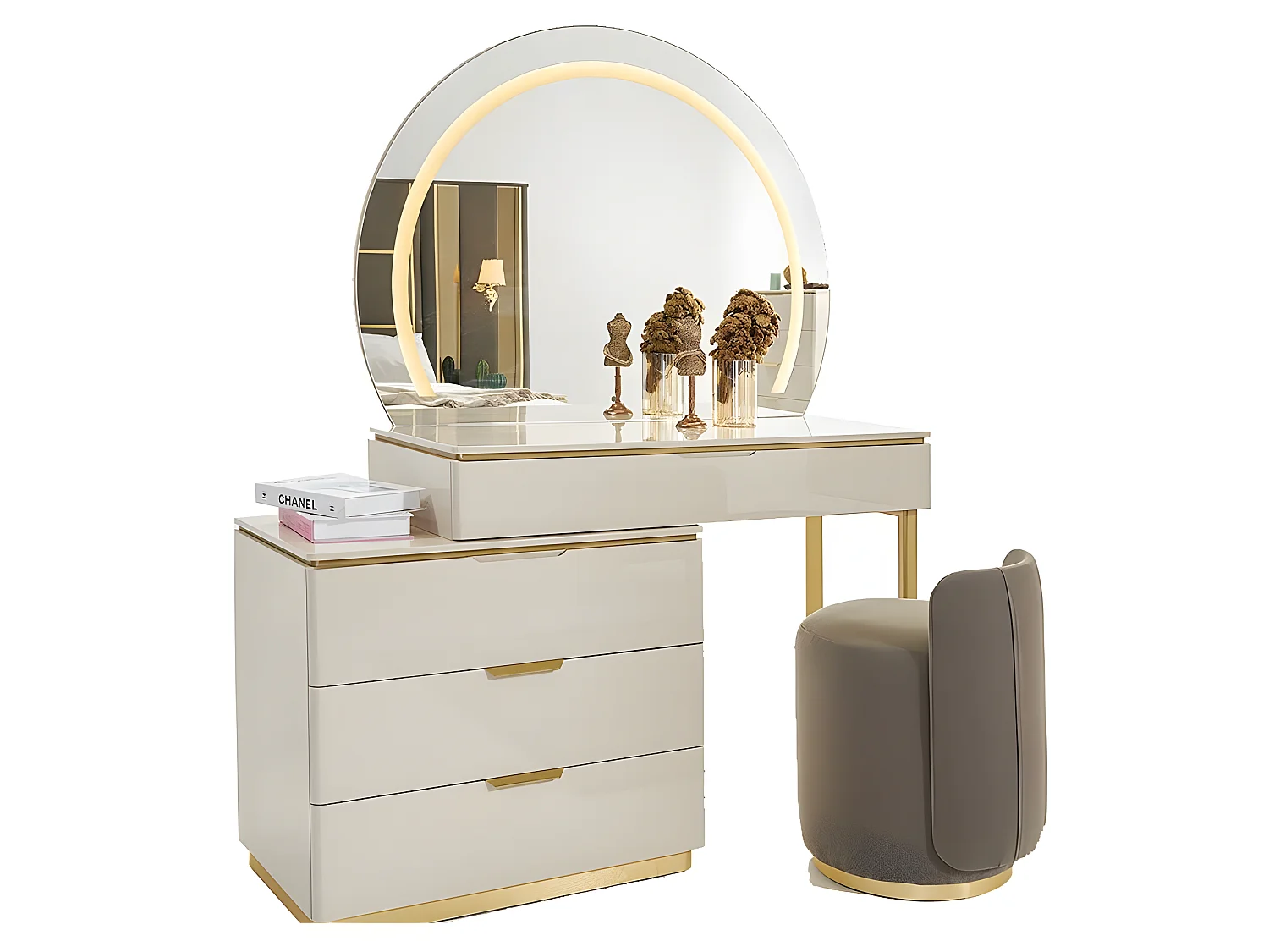 Design Sessel Luxus Ottomane Schminktisch Hocker Runder Polster Stuhl Neu Bank