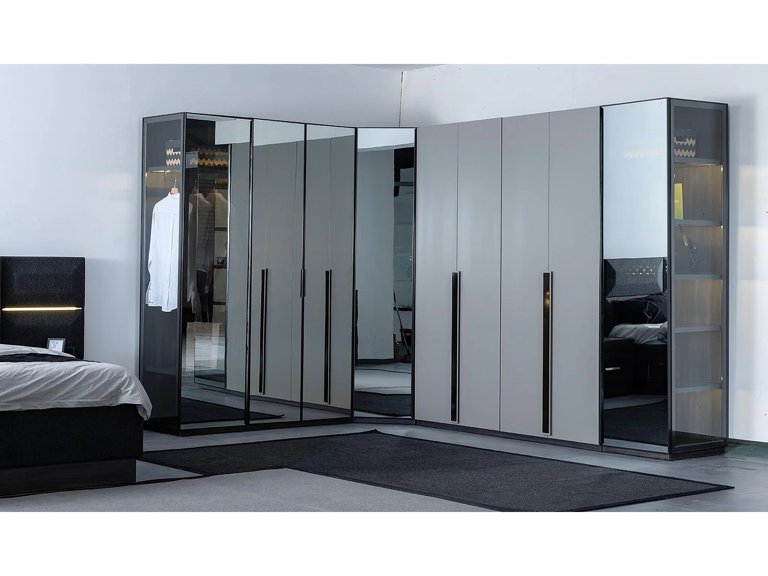 Eleganter Schlafzimmer Kleiderschrank Glasschrank Durchsichtige Fronten Schrank