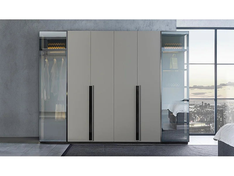 Eleganter Schlafzimmer Kleiderschrank Glasschrank Durchsichtige Fronten Schrank