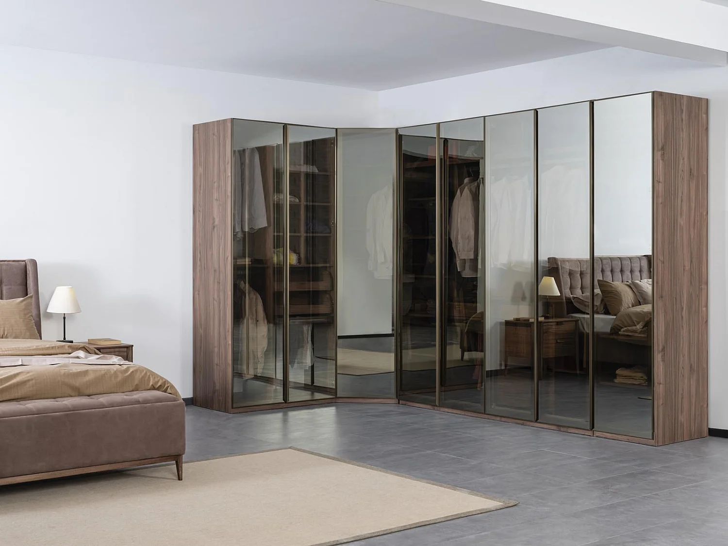 Begehbarer Kleiderschrank Glasschrank Durchsichtige Türen Schrank Eckschrank Neu