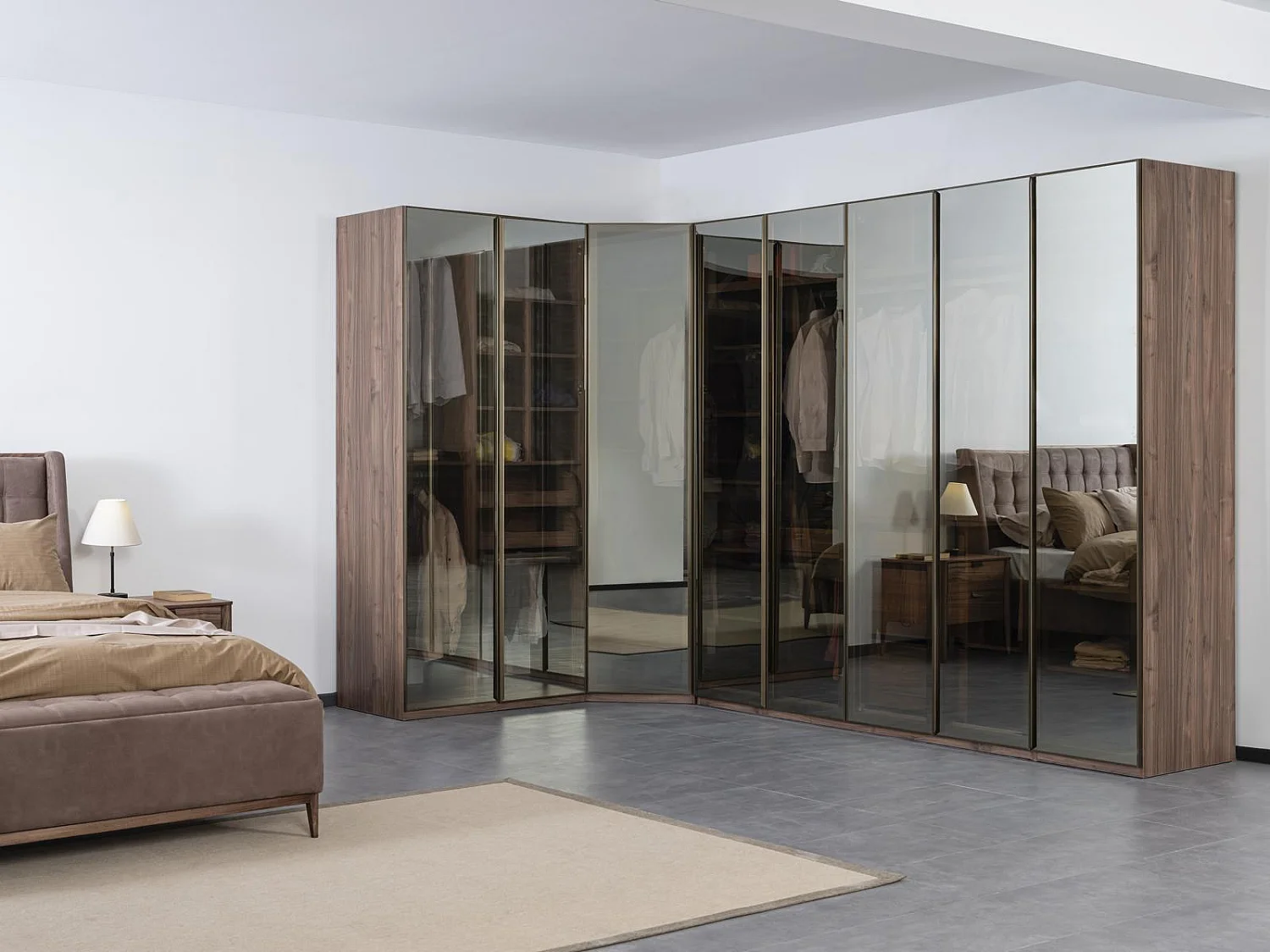 Begehbarer Kleiderschrank Glasschrank Durchsichtige Türen Schrank Eckschrank Neu