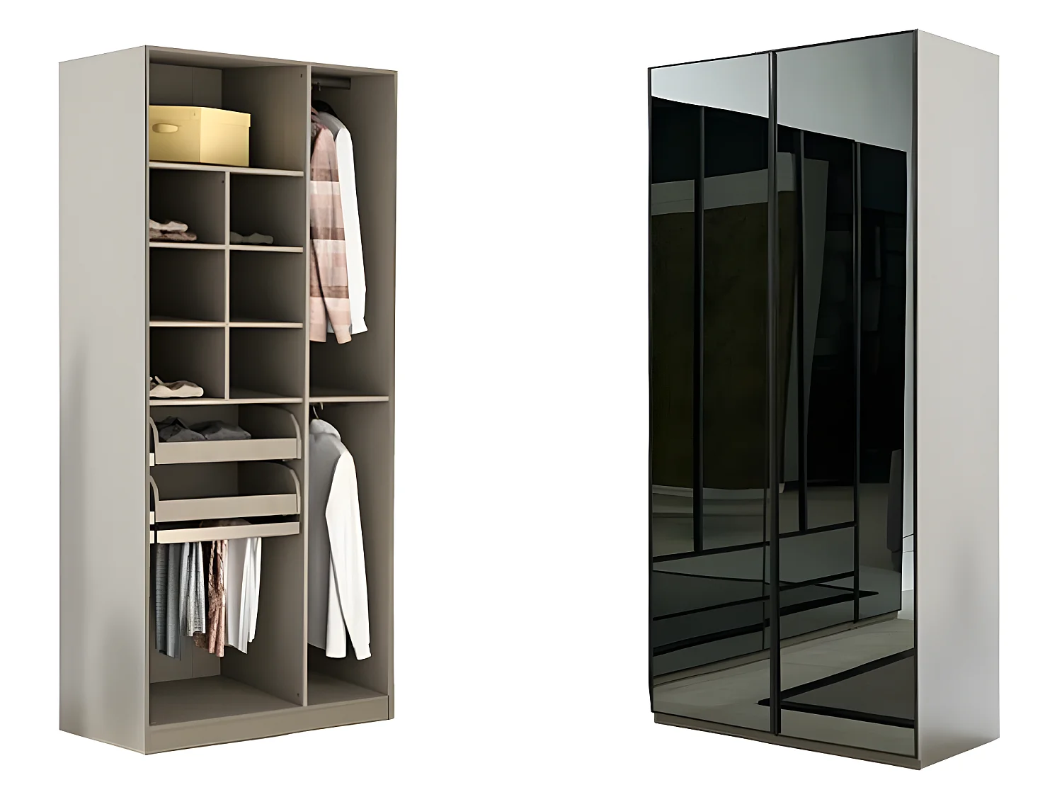 Kleiderschrank Schrank Glasschrank Schlafzimmer Holz moderne Schränke Möbel Neu