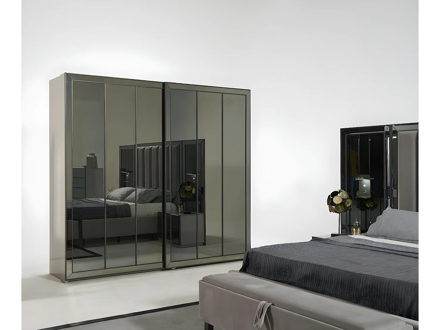 Kleiderschrank Schrank Glasschrank Schlafzimmer Holz moderne Schränke Möbel Neu