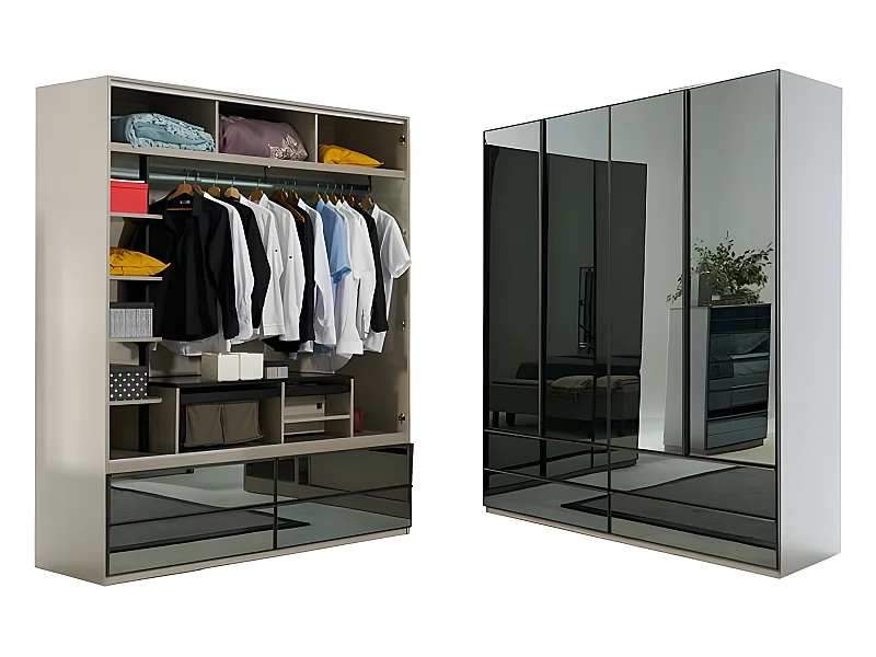 Kleiderschrank Schrank Glasschrank Schlafzimmer Holz moderne Schränke Möbel Neu