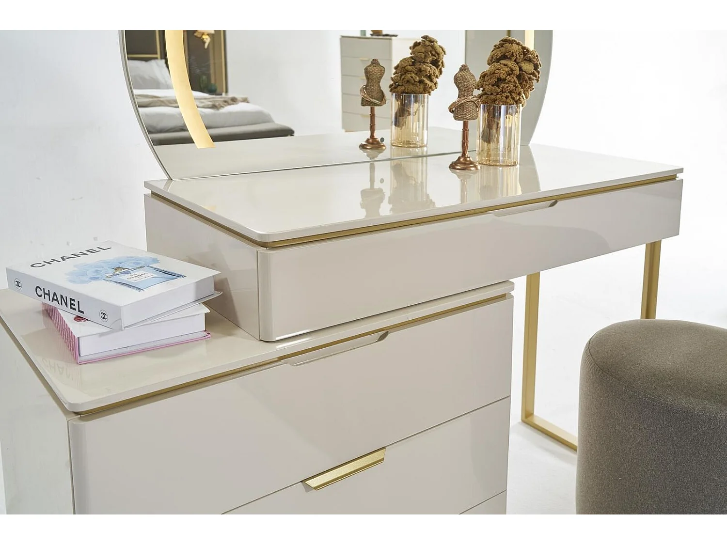 Schminktisch Set Konsole Spiegel Schlafzimmer Möbel Design Hocker Set Neu