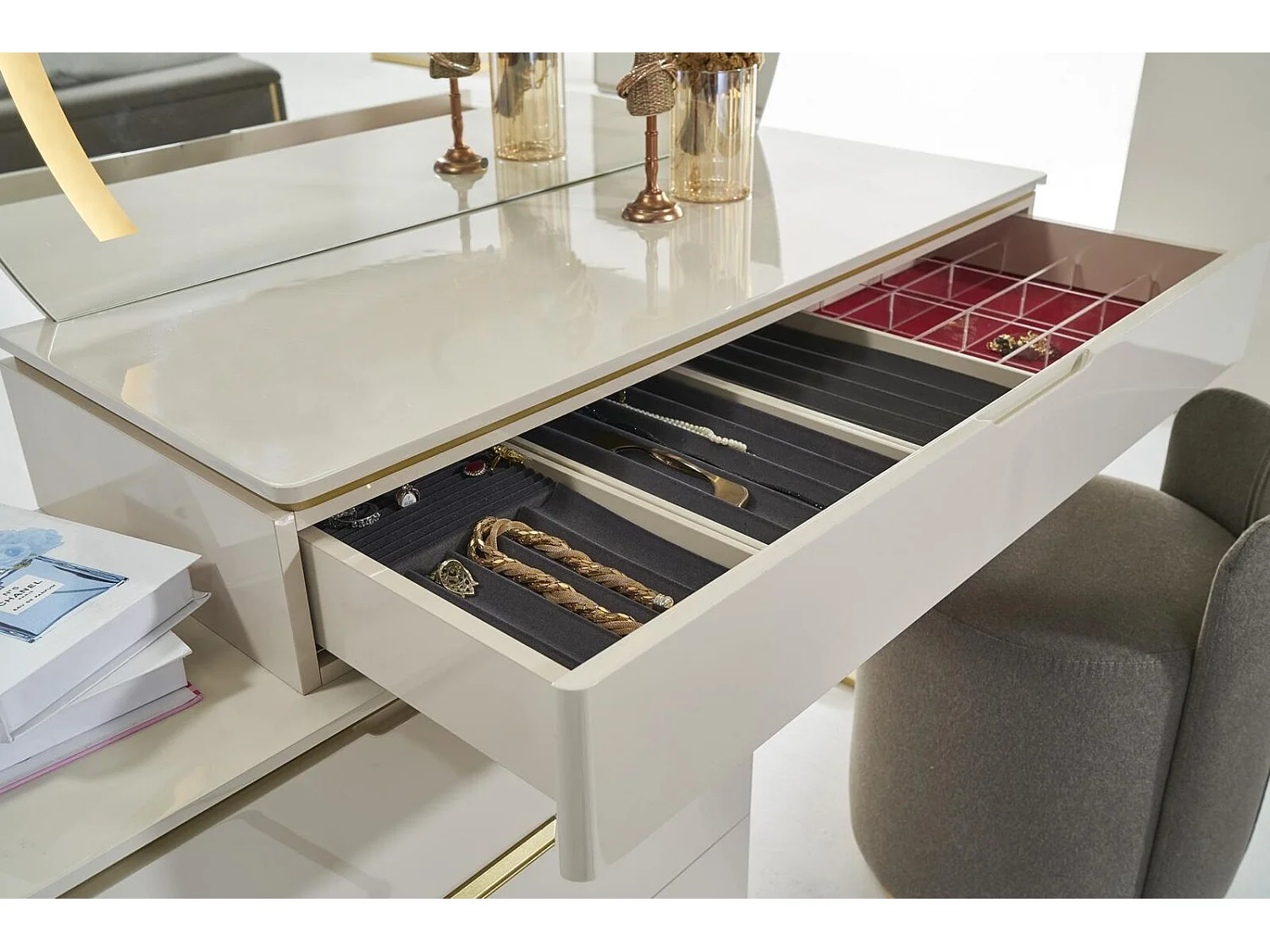 Schminktisch Set Konsole Spiegel Schlafzimmer Möbel Design Hocker Set Neu