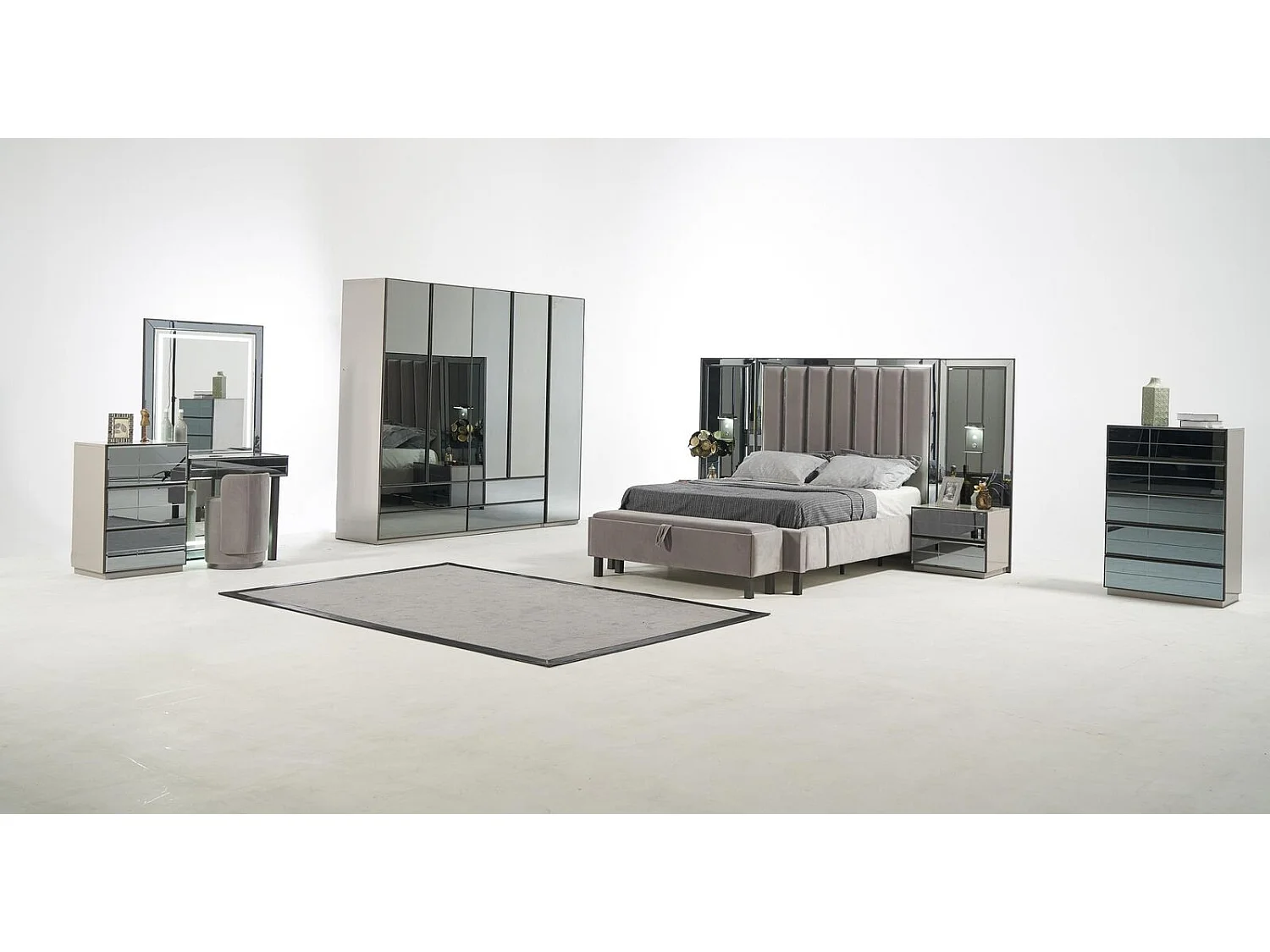 Schminktisch Set Konsole Schlafzimmer Möbel Design Hocker Luxus Tisch Holz 2tlg