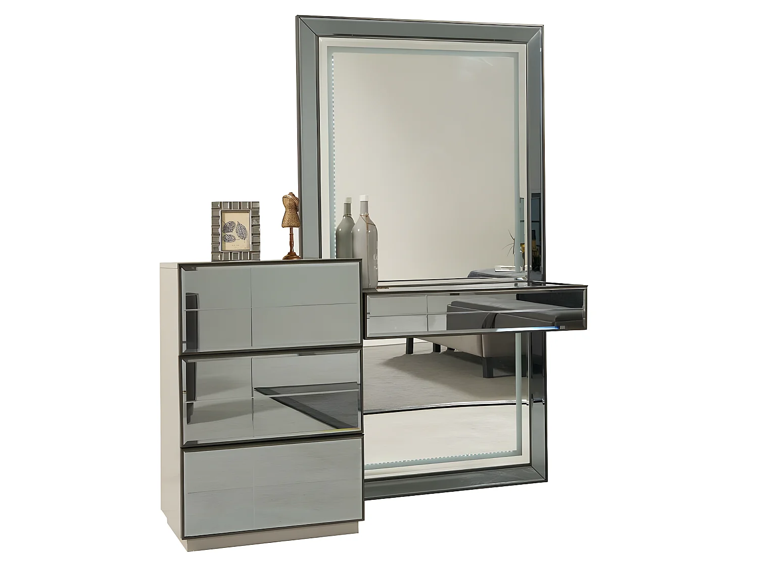 Schminktisch Set Konsole Schlafzimmer Möbel Design Hocker Luxus Tisch Holz 2tlg