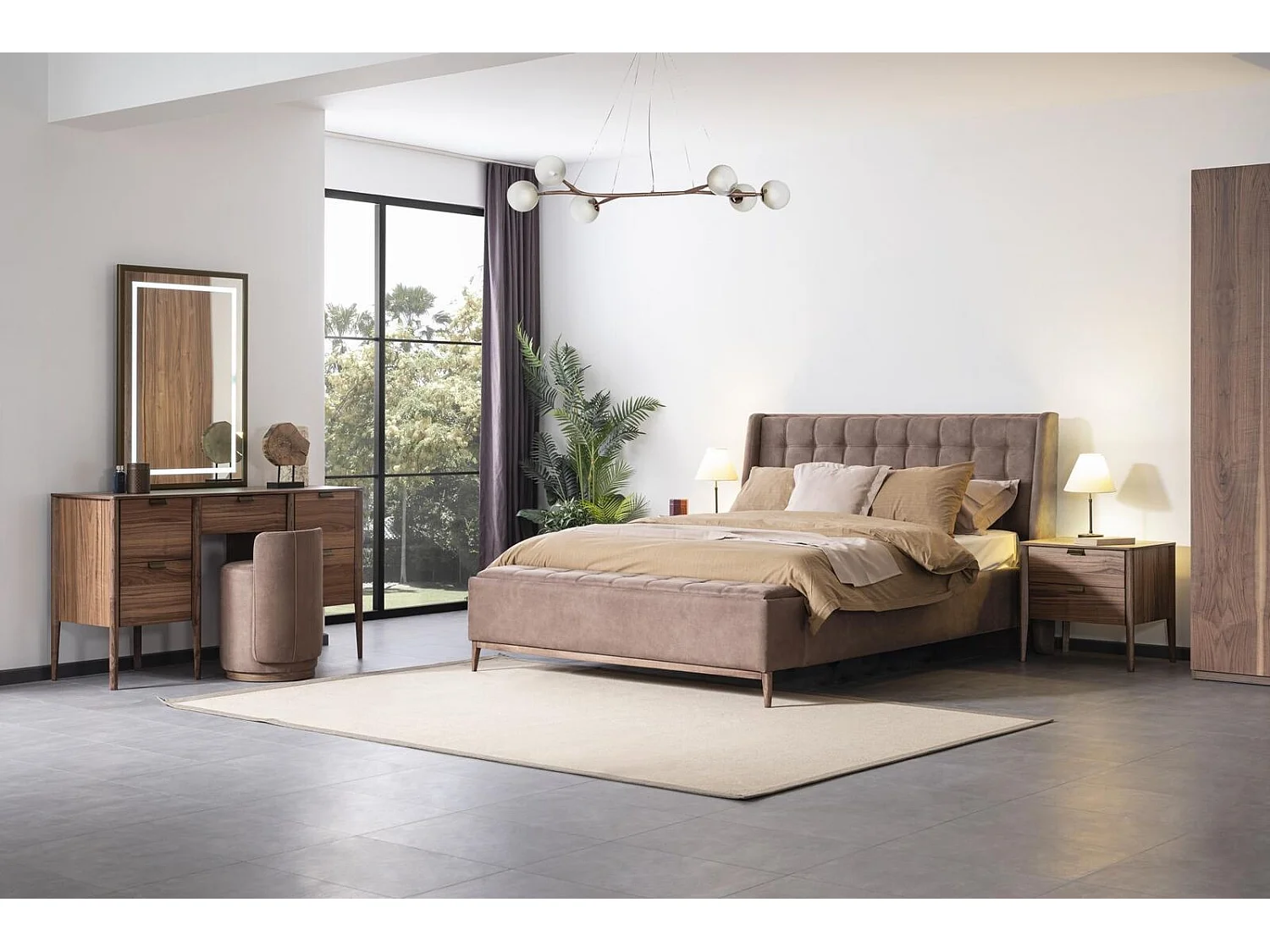 Schminktisch Set Konsole Spiegel material holz Schlafzimmer Möbel Design Hocker