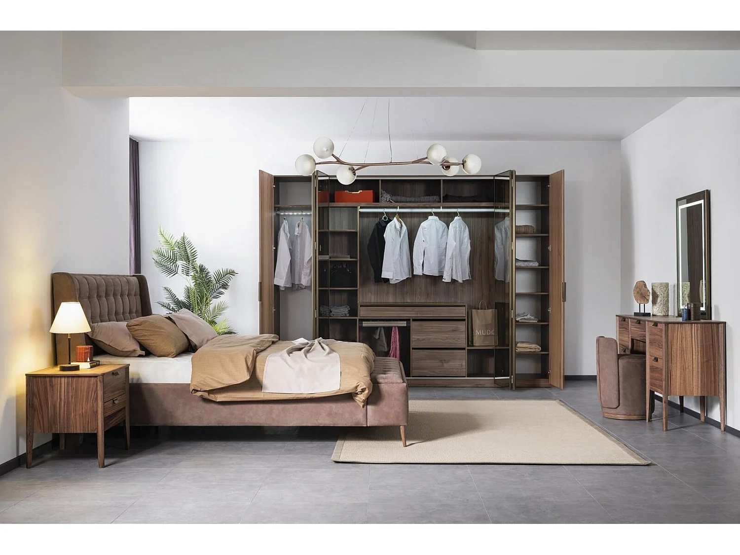 Schminktisch Set Konsole Spiegel material holz Schlafzimmer Möbel Design Hocker