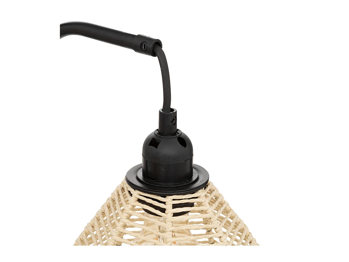 Lampe à poser en métal Noir et abat-jour corde H 47.5 cm