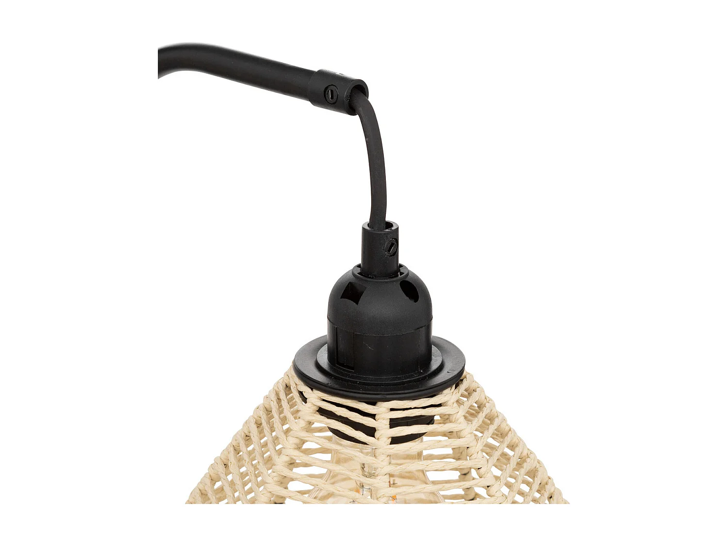 Lampe à poser en métal Noir et abat-jour corde H 47.5 cm
