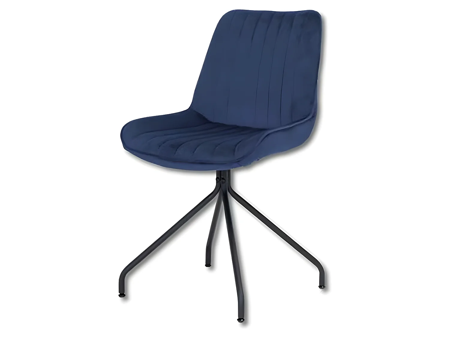 Chaise velours bleu pieds métal Cécile