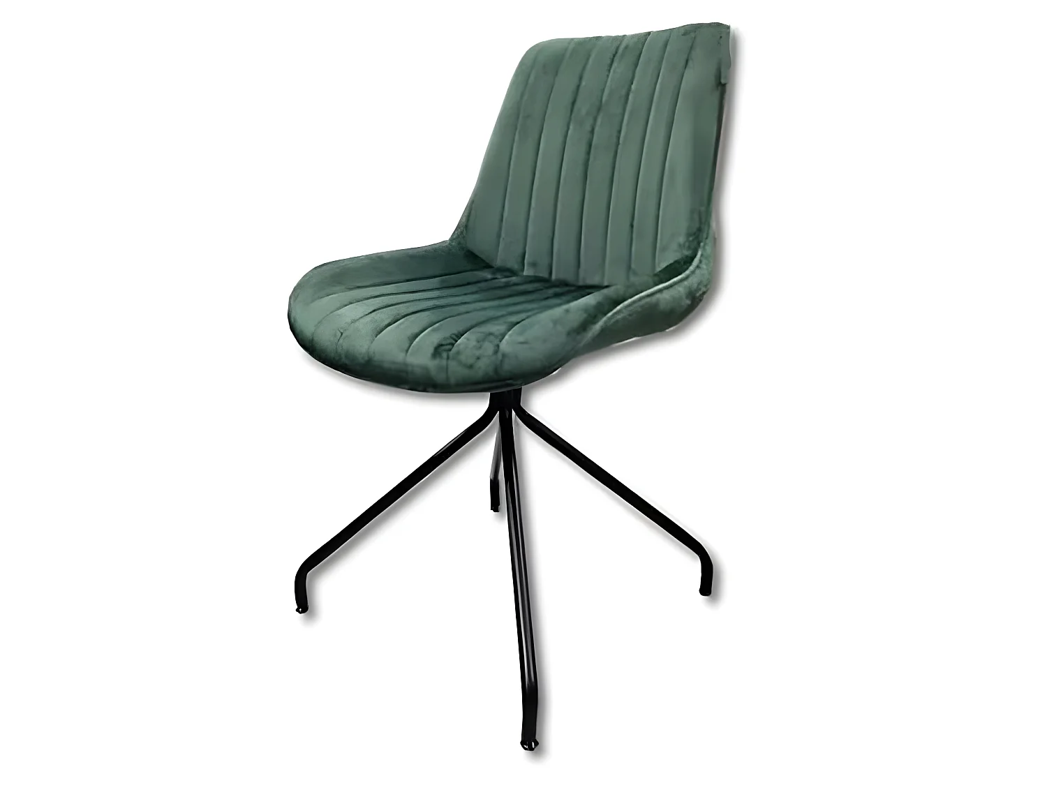 Chaise velours vert foncé pieds métal Cécile