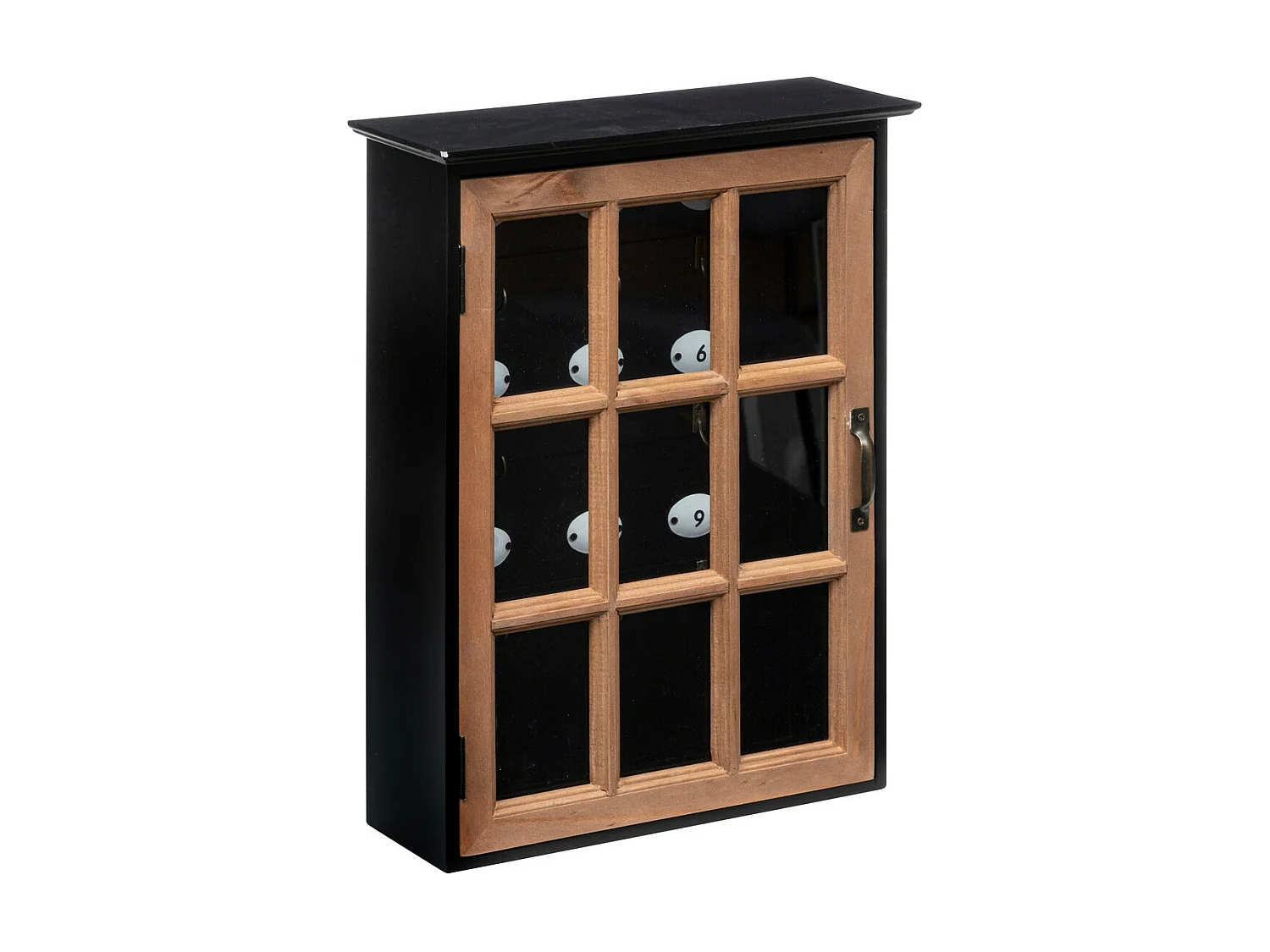 Boîte à clés en Bois 9 crochets et Porte vitrée 30 x 40 cm