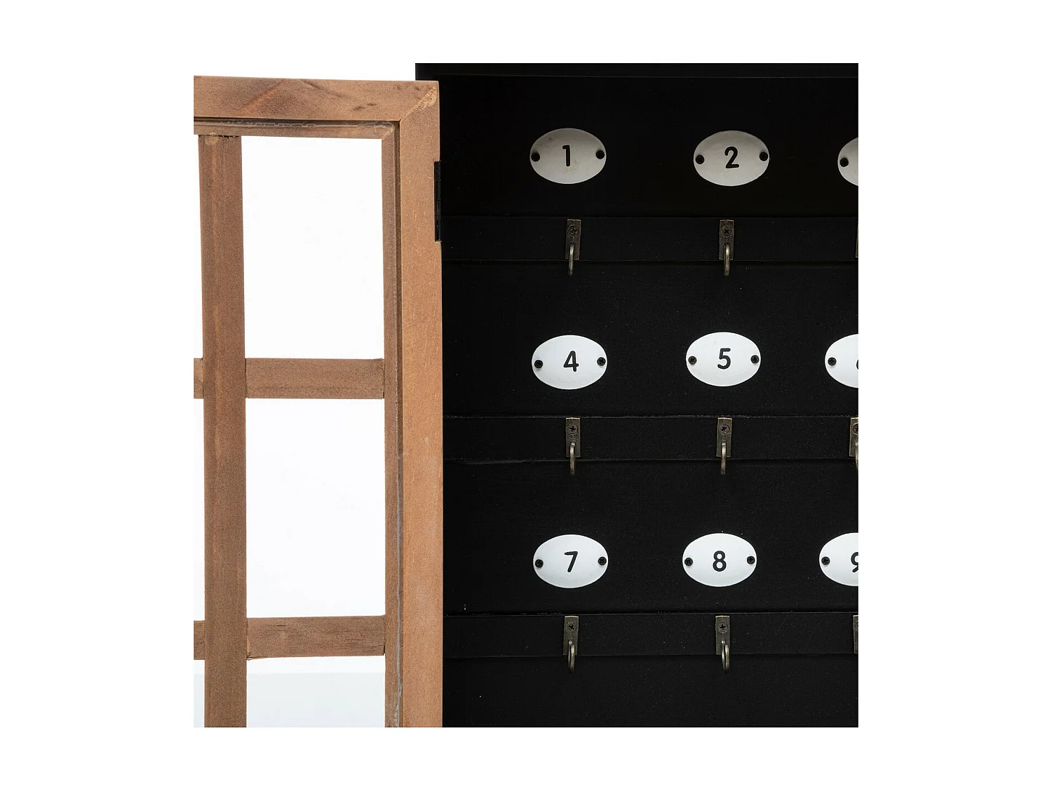 Boîte à clés en Bois 9 crochets et Porte vitrée 30 x 40 cm