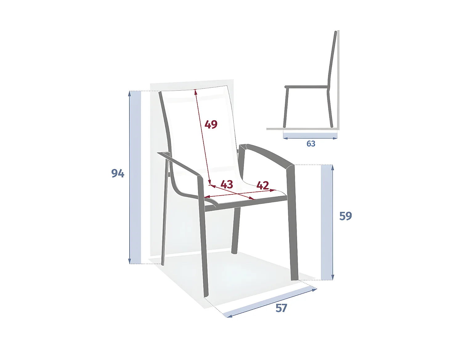 Fauteuil extérieur Axant bleu canard/graphite Hespéride