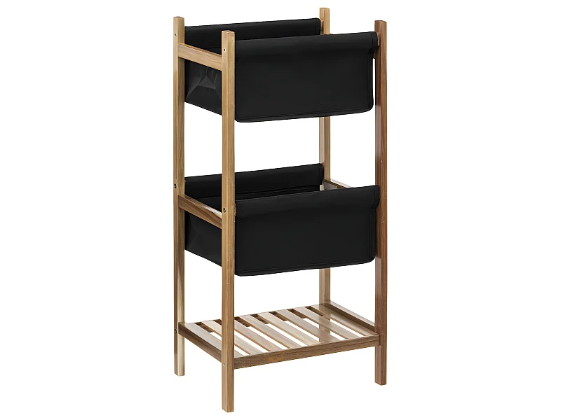 Etagère de rangement 3 niveaux en Bois et Tissu Noir H 73.2 cm