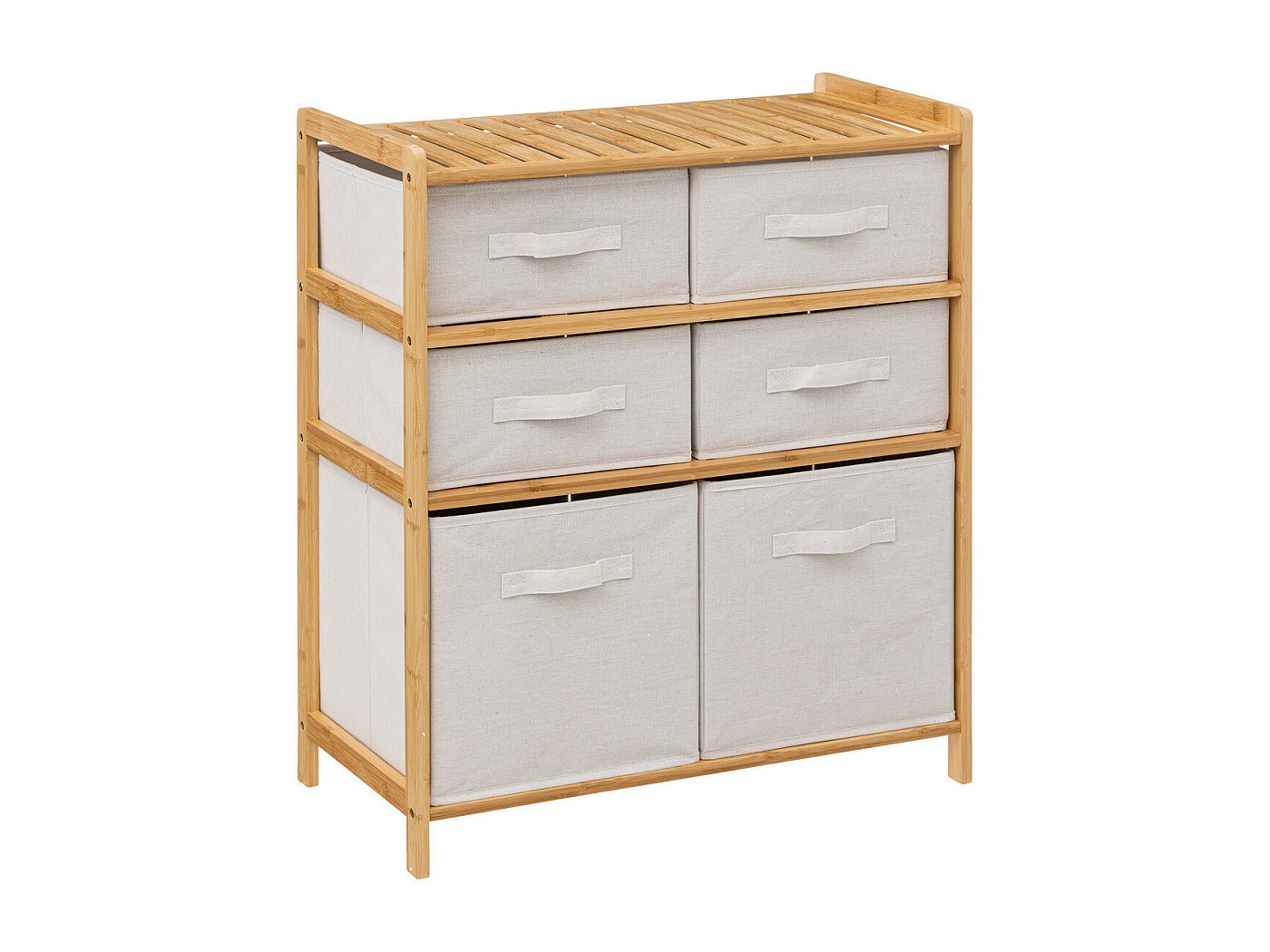 Étagère Tidy Box 5five Avec Paniers Bambou - 66x33.3x78.5cm - Rangement Style Scandinave - Marron