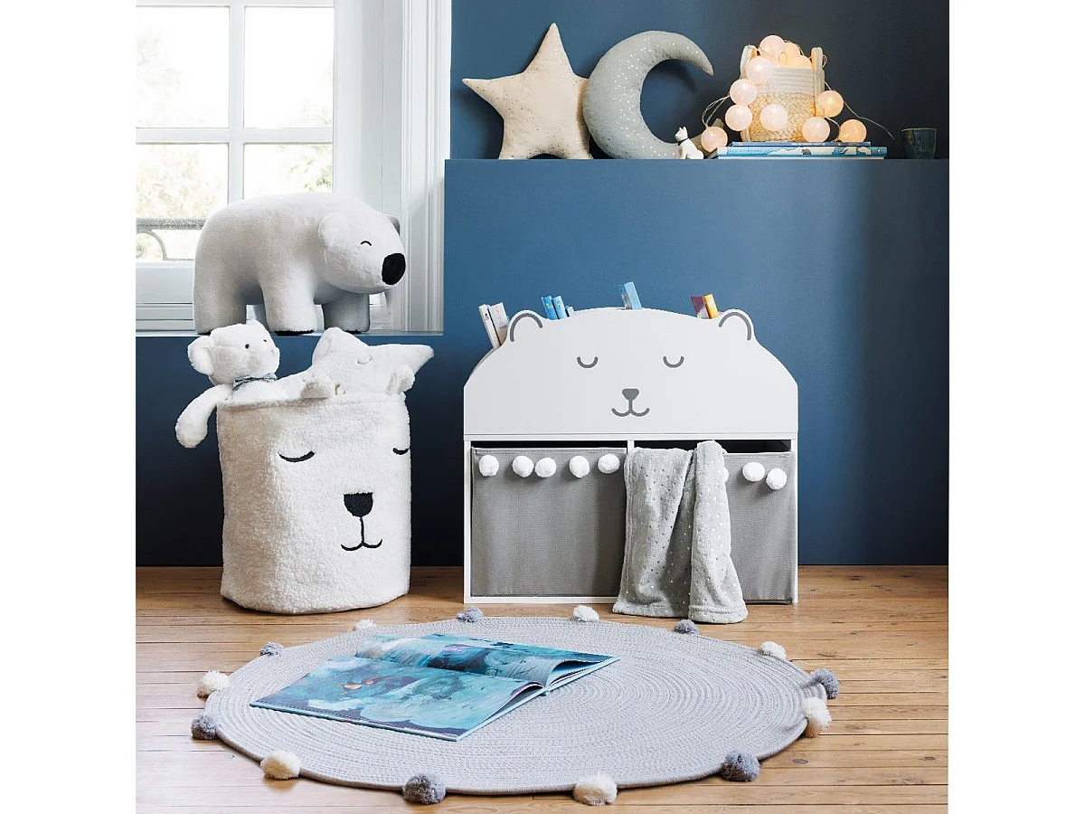 Bibliothèque Enfant "Ourson" 64cm Blanc