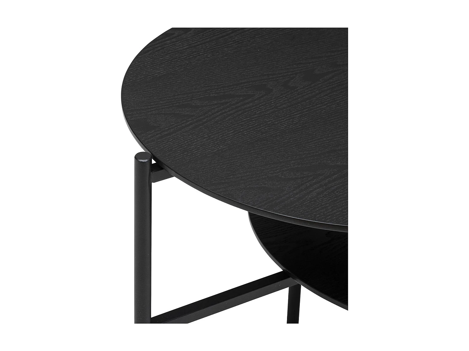 Table basse 2 niveaux en métal et bois noir 118 x 43 cm