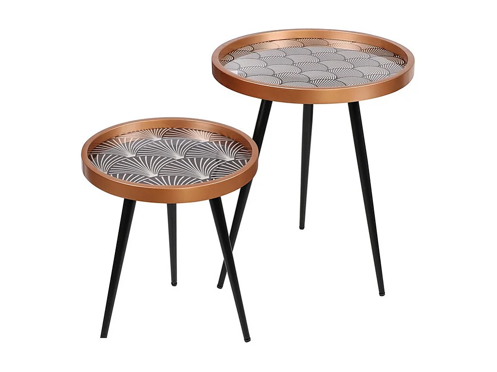 Set de 2 tables rondes plateaux éventails Art up
