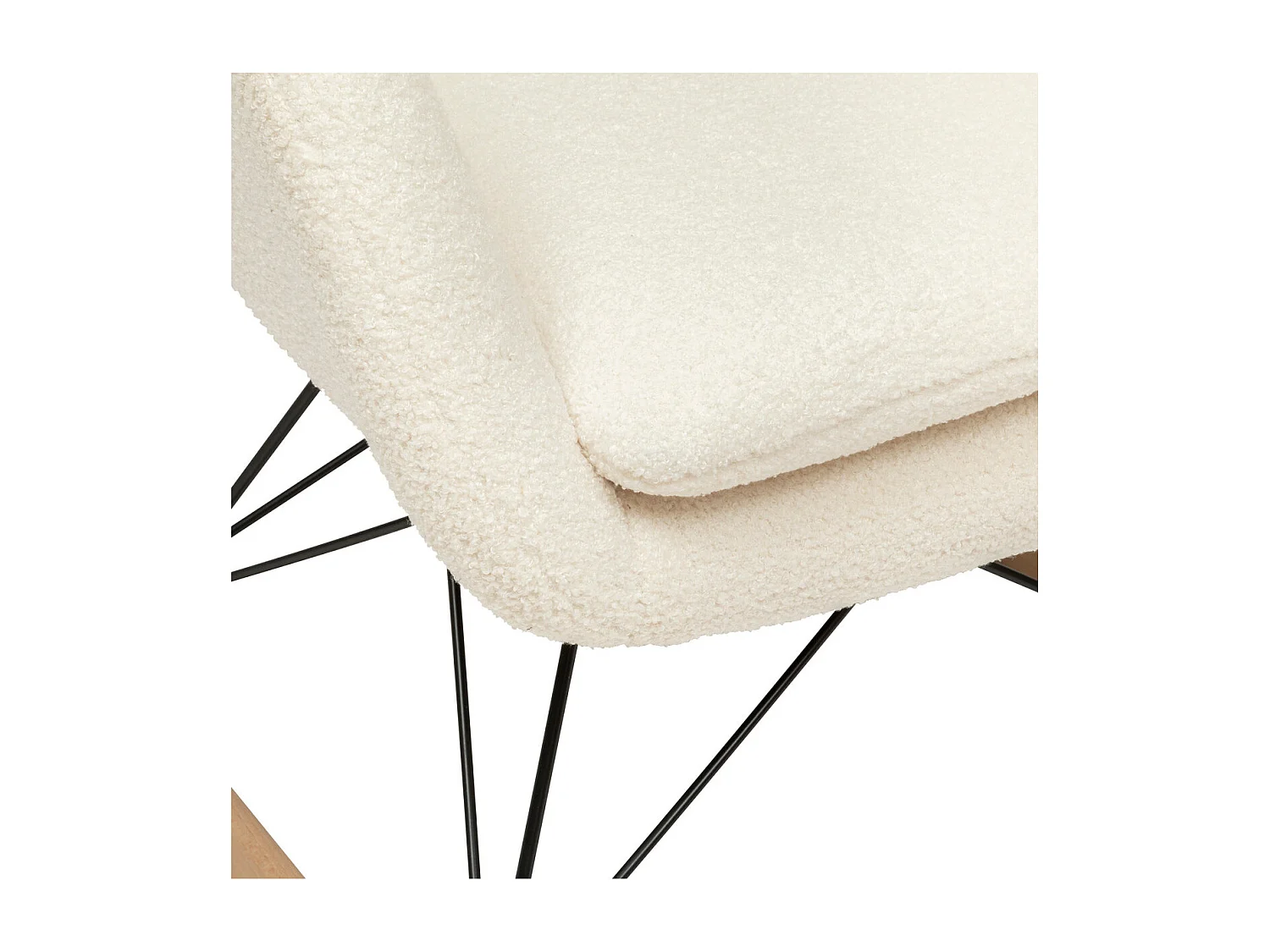 Fauteuil à bascule Rocking-chair en Tissu Blanc à bouclettes