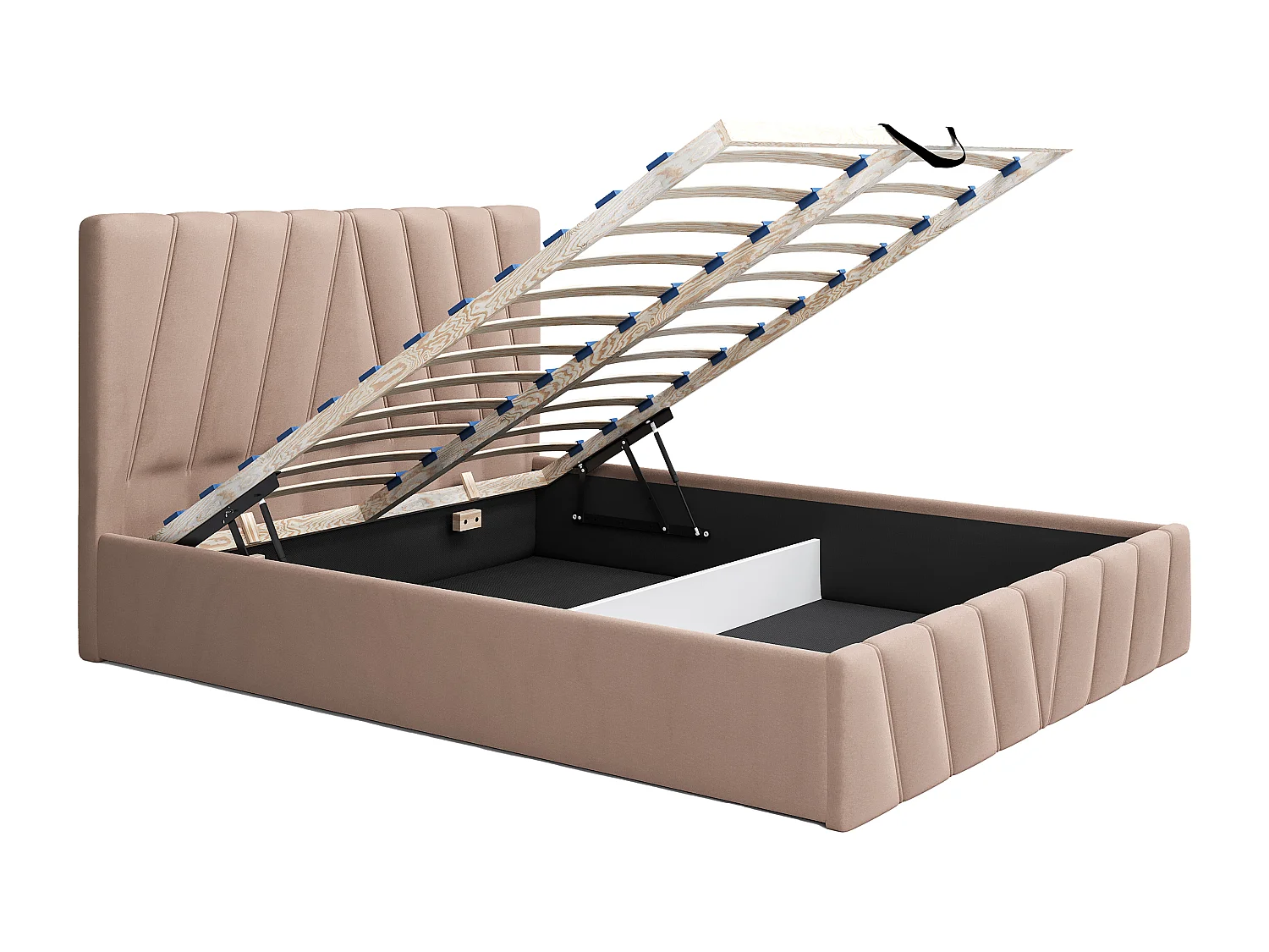 Cama com espaço de arrumação 160x200 cm veludo bege - LIDAMA de Pascal Morabito