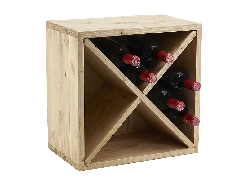 Casier à bouteilles en épicéa ciré miel