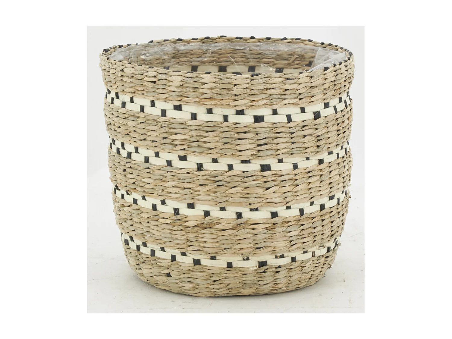 Cache-pots en jonc naturel et noir (lot de 3)