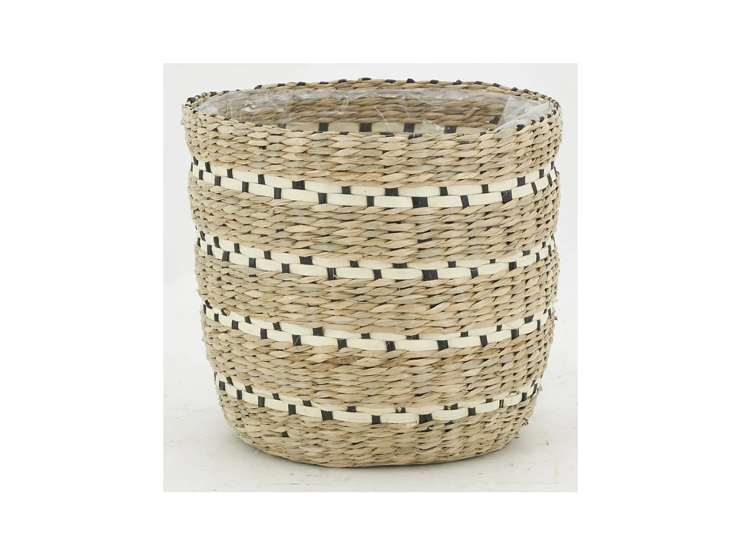 Cache-pots en jonc naturel et noir (lot de 3)