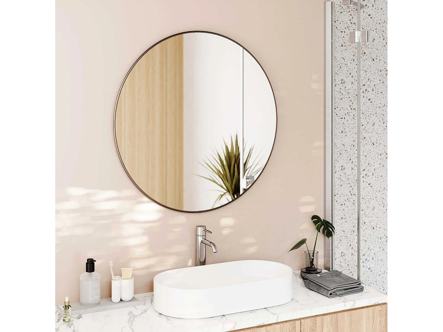 Miroir rond en métal 86 cm Hubba