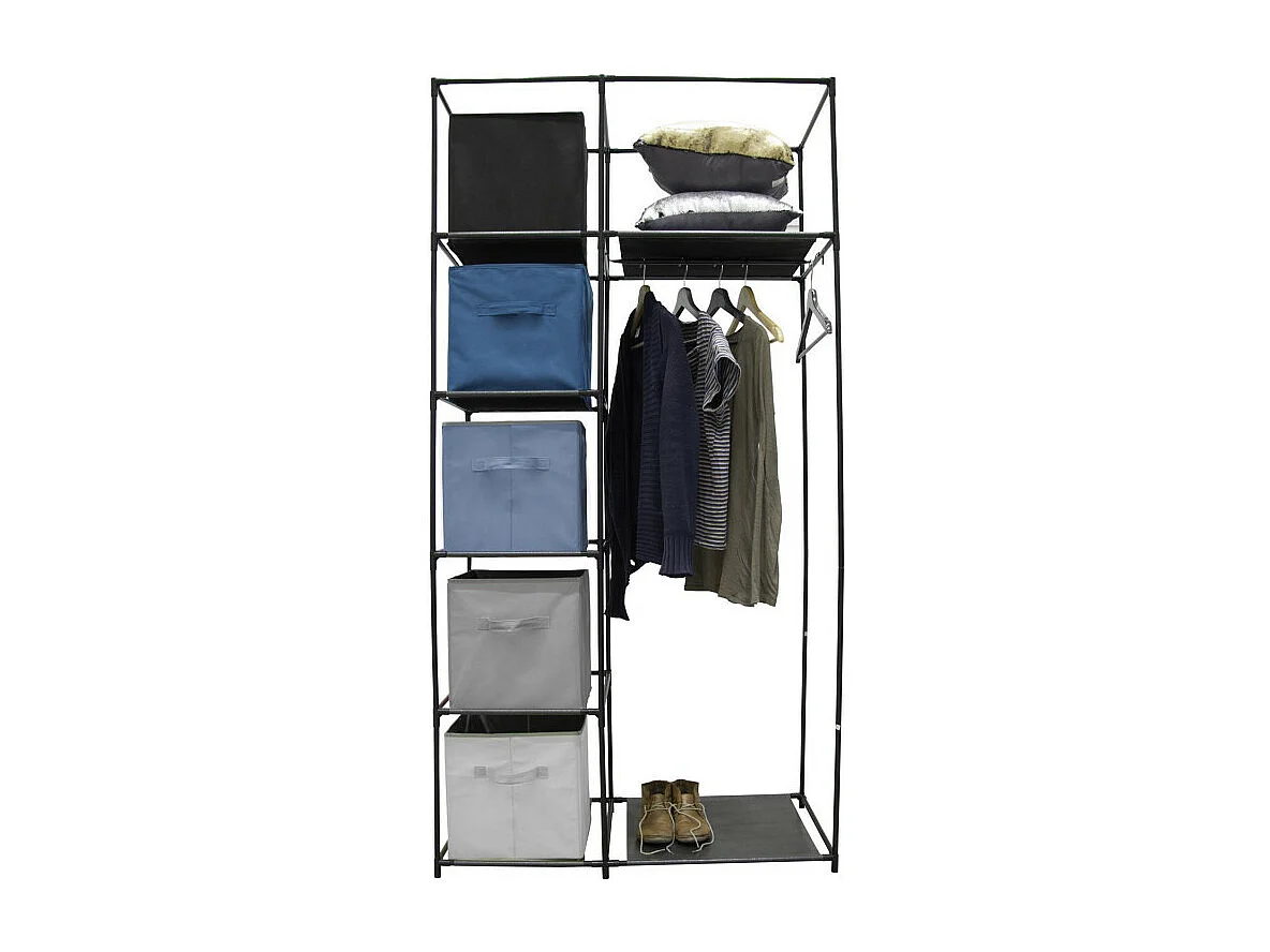 Schrankstruktur mit 5 Fächern und 1 Garderobe