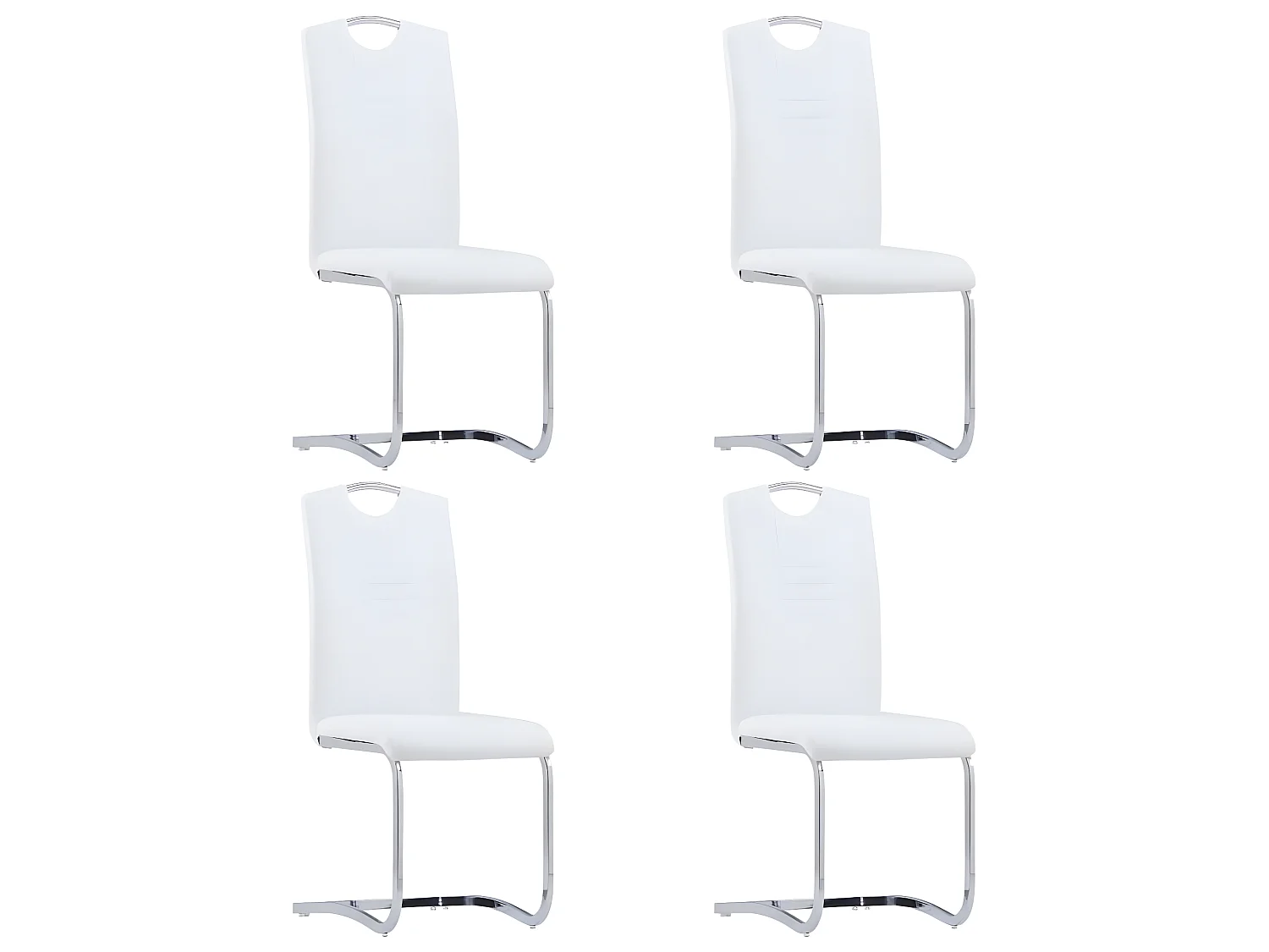 Lot de 4 chaises de salle à manger cuisine cantilever design moderne synthétique blanc CDS021349