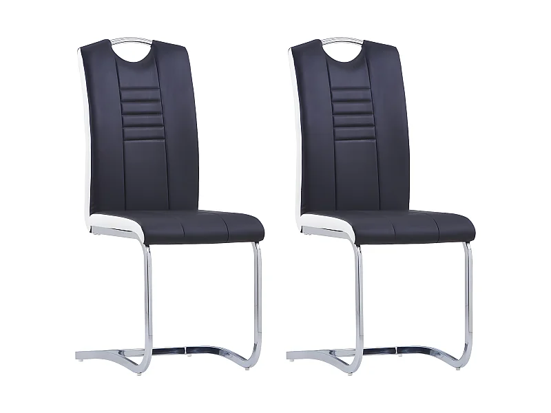 Lot de 2 chaises de salle à manger cuisine cantilever design moderne synthétique noir CDS020377