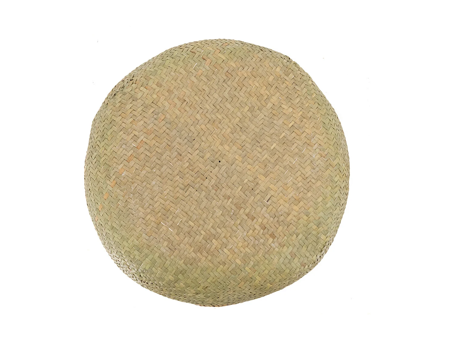 Panier rond en jonc naturel avec pompons Ponpons multicolores