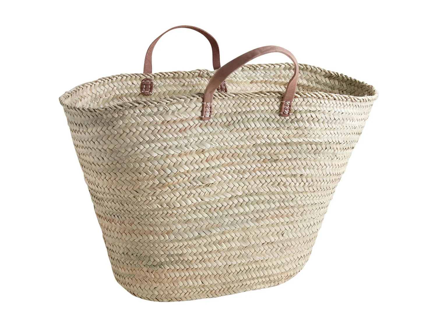 Panier XXL en palmier et cuir 70cm