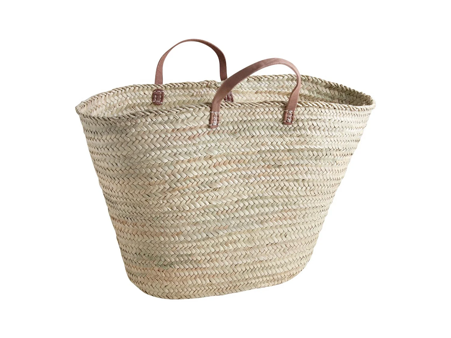 Panier XXL en palmier et cuir 70cm