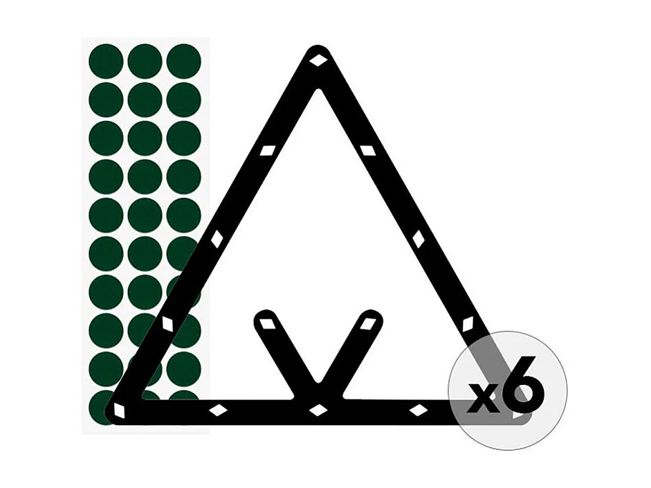 Lot de 6 Triangles de Positionnement "Billard" 24 cm Noir