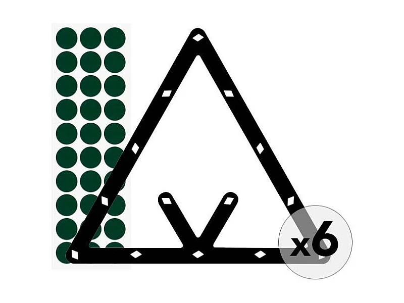 Lot de 6 Triangles de Positionnement "Billard" 24 cm Noir