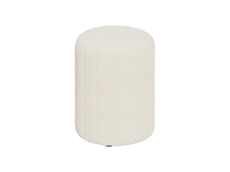 Pouf rond en tissu blanc bouclé - Eva
