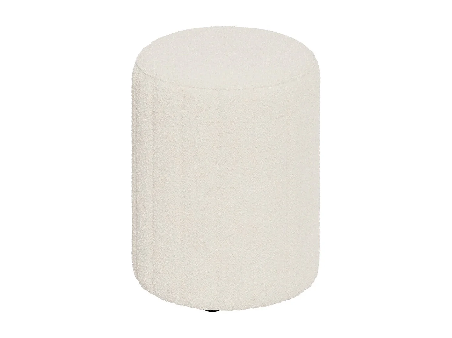 Pouf rond en tissu blanc bouclé - Eva
